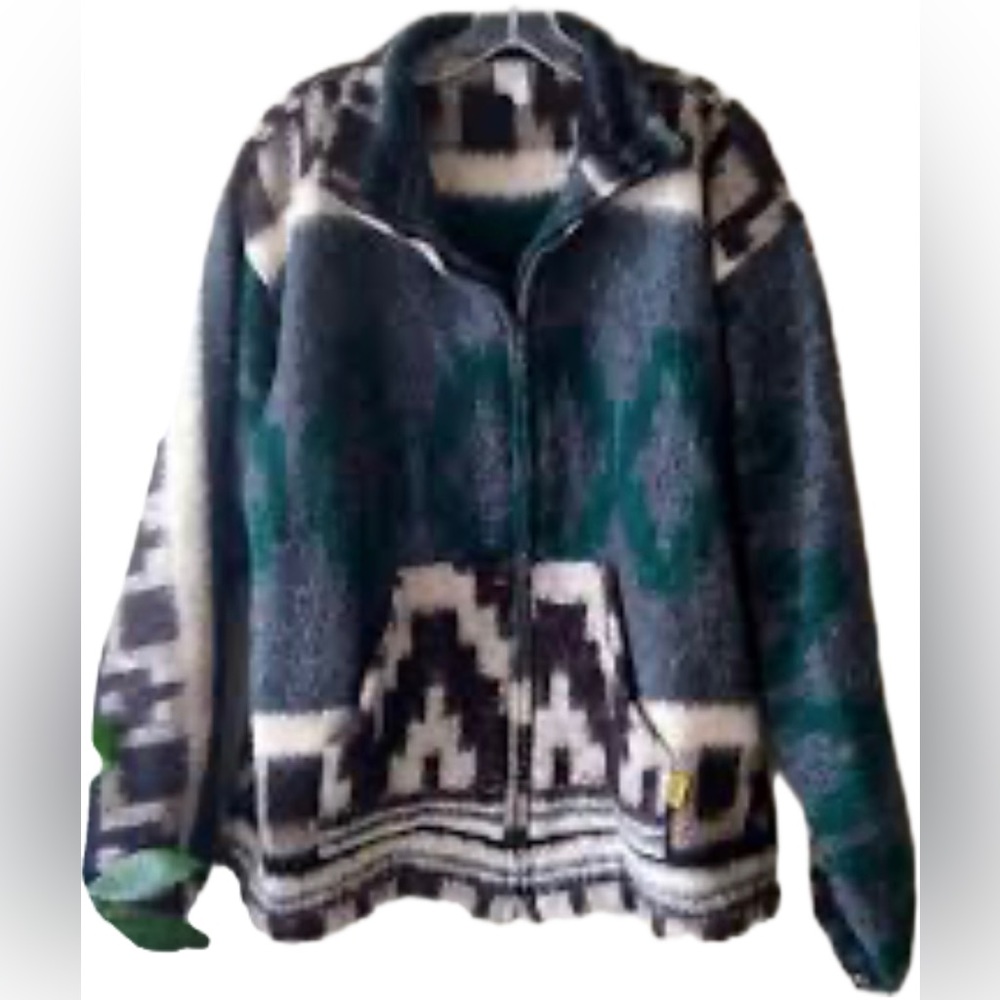 Artesanias Molina Indian Drawing Mexican Sweater Jacket Coat.  Size L